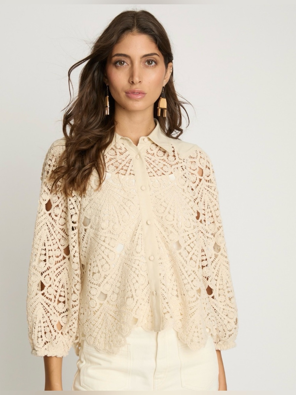 Joseph Ribkoff Tan lace Zip-Front Jacket - Picture 6 of 6